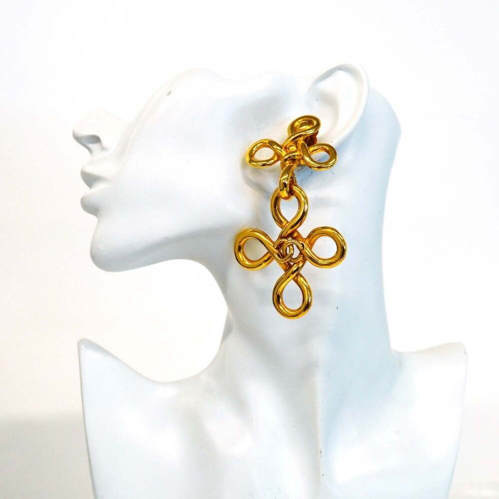 CHANEL Gold Logo Earrings - Picture 5 of 6